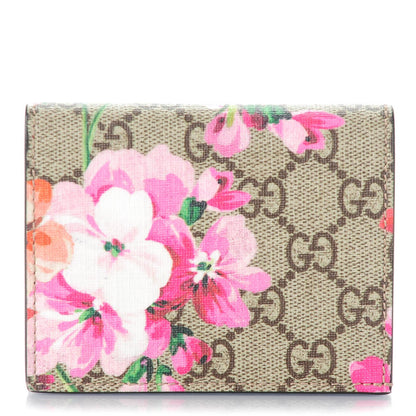 Gucci GG Supreme Monogram Blooms Card Case Beige Multicolor Dry Rose 1 of 7