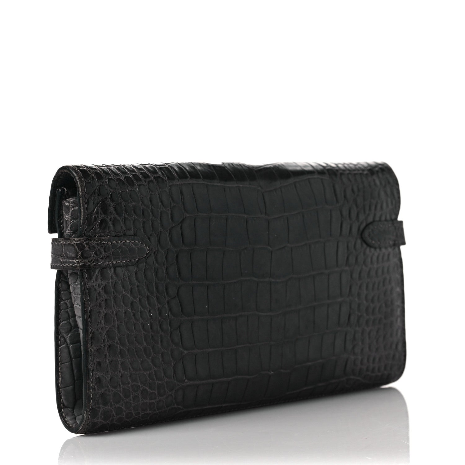 Hermes Matte Alligator Kelly Longue Wallet Graphite 6 of 16
