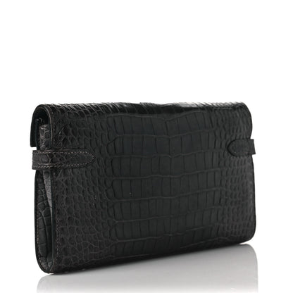 Hermes Matte Alligator Kelly Longue Wallet Graphite 6 of 16
