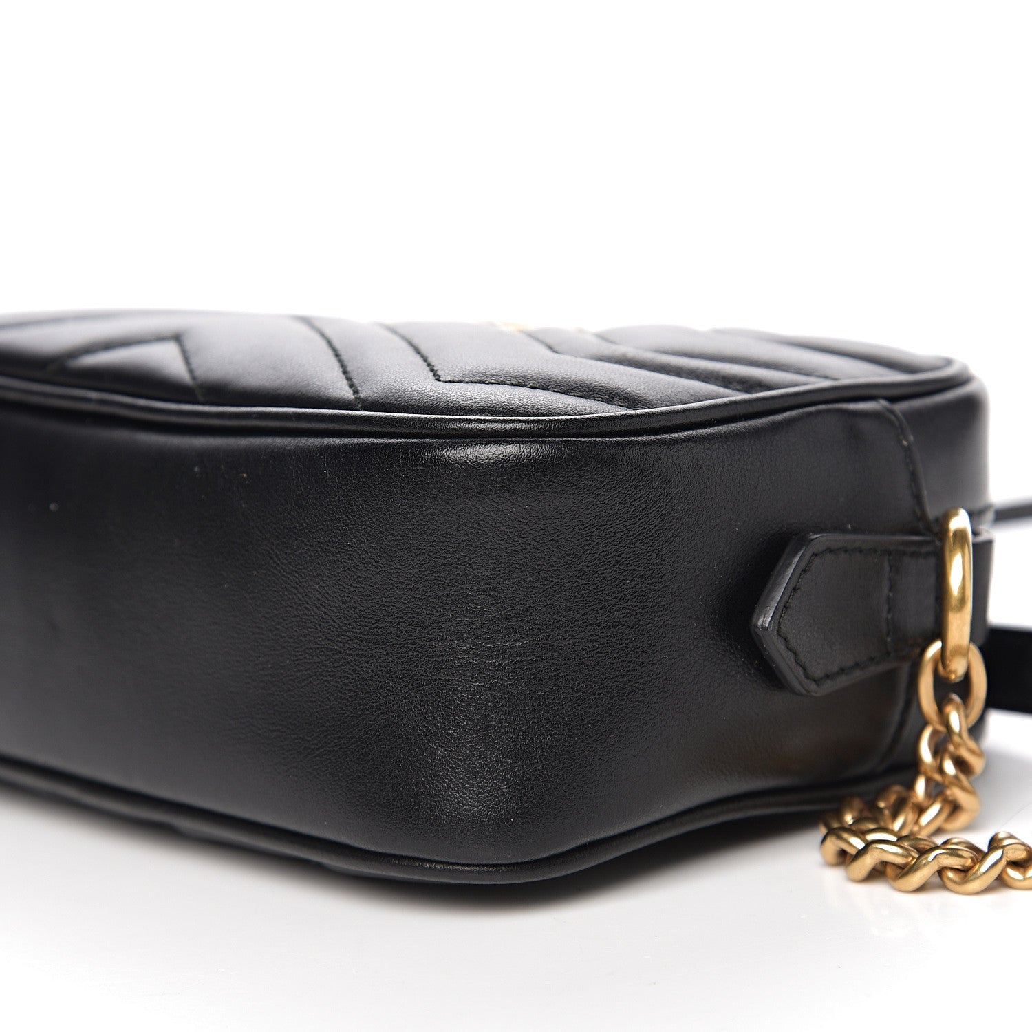 Gucci Calfskin Matelasse Mini GG Marmont Chain Shoulder Bag Black 8 of 9