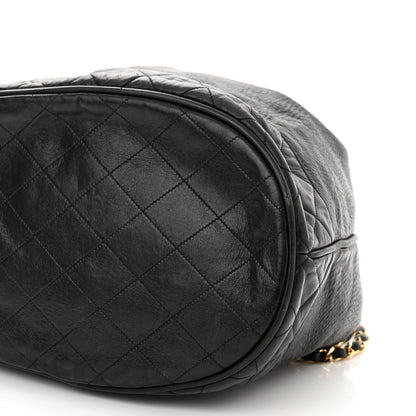 Chanel Grained Calfskin Lambskin Quilted Drawstring Bucket Bag Black 11 of 11