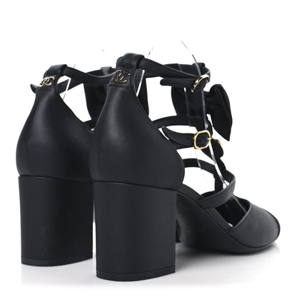 Chanel Lambskin Grosgrain Cap Toe Camellia Mary Jane Pumps 40 Black 5 of 9