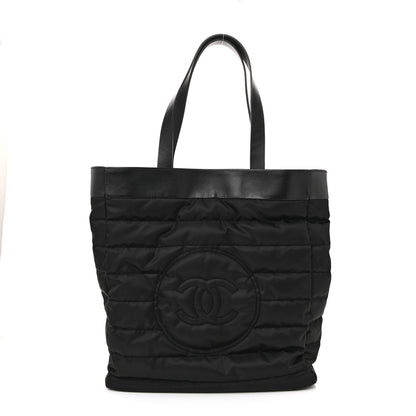 Chanel Nylon Calfskin CC Beach Tote Black 1 of 12