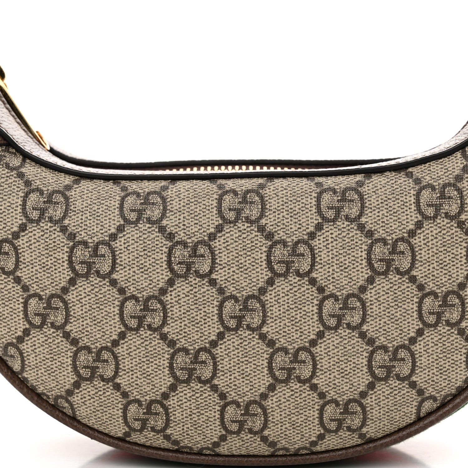 Gucci GG Supreme Monogram Textured Calfskin Web Mini Ophidia Half Moon Hobo Beige Ebony New Acero 8 of 11