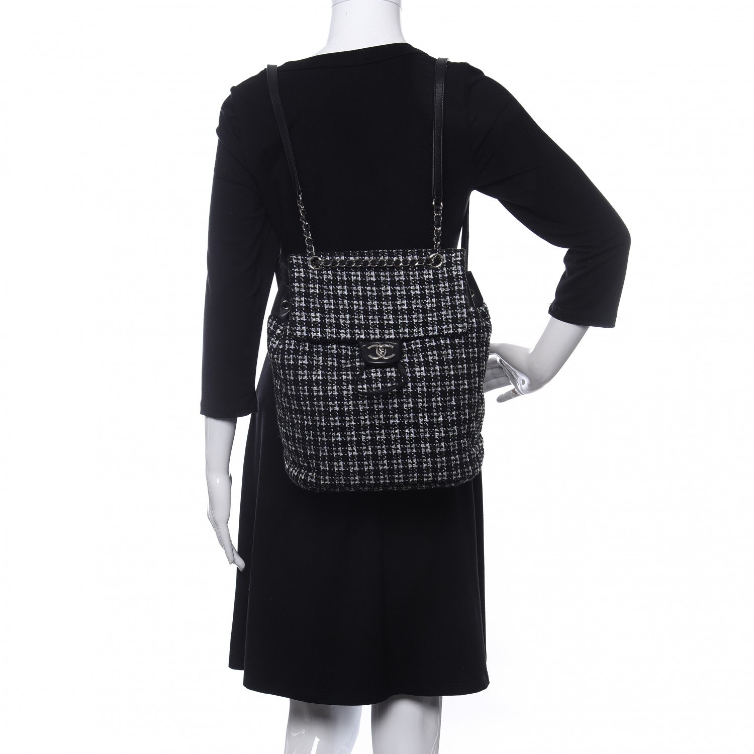 Chanel Tweed Large Urban Spirit Backpack Black White 2 of 10