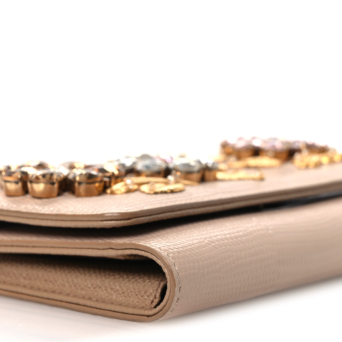 Stampa Iguana Mini Miss Sicily Chain Phone Case Wallet Beige