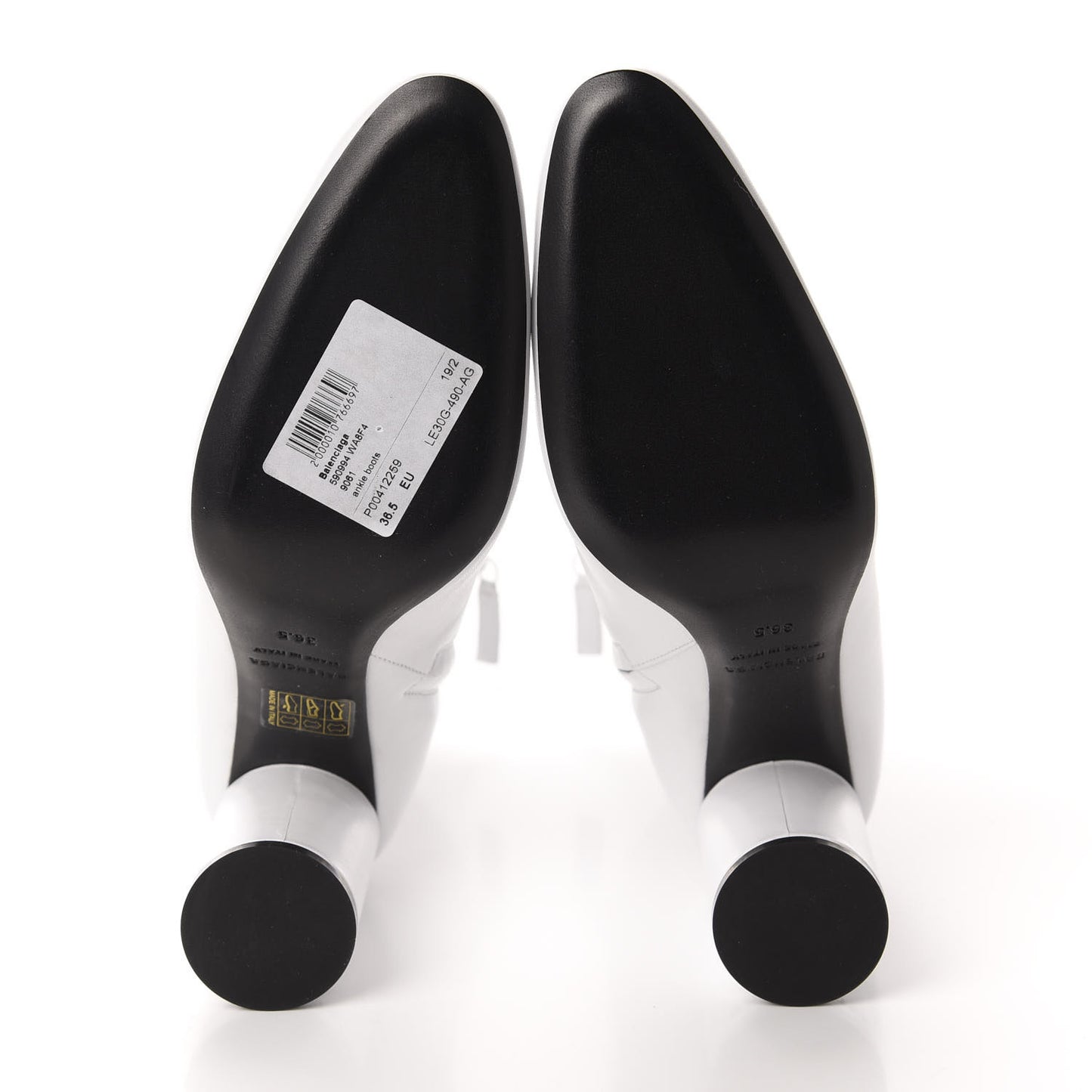 Shiny Sheepskin 20mm Oval Booties 36.5 White Black