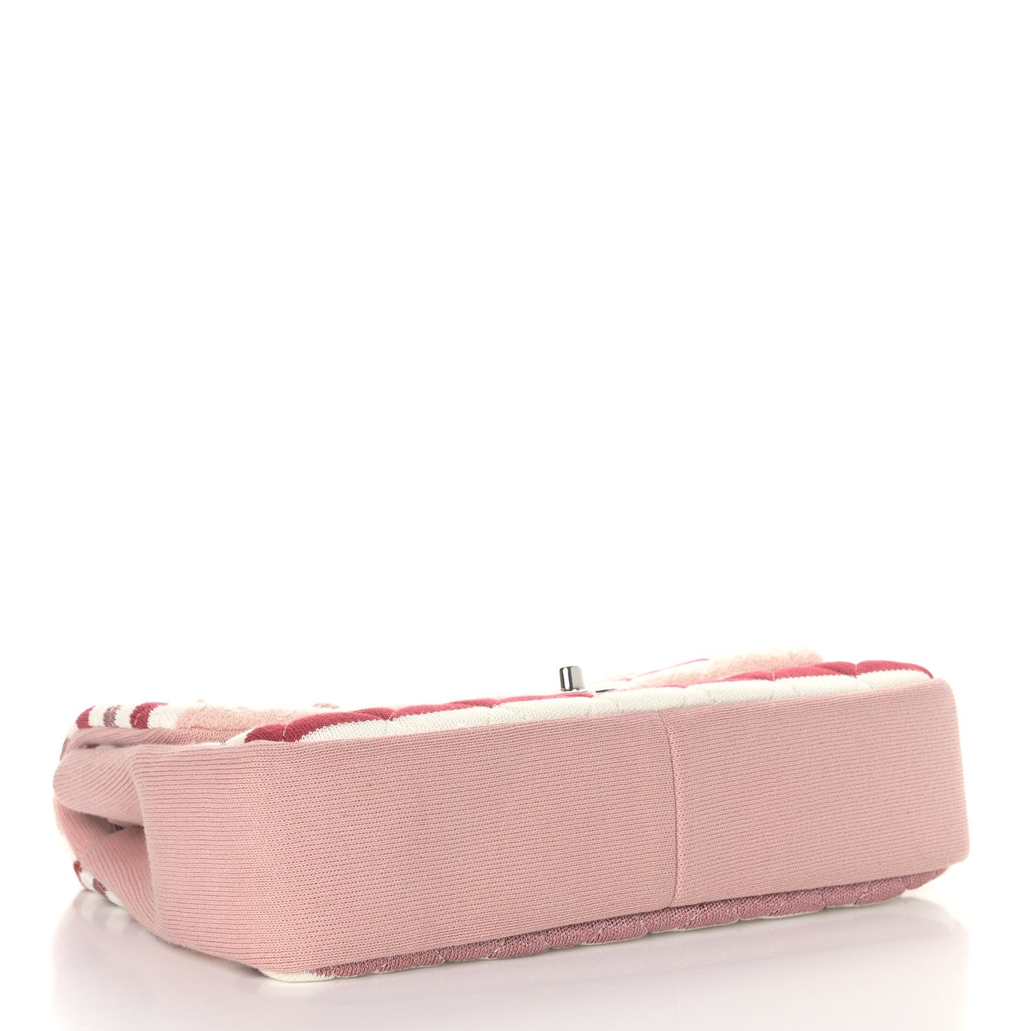 Chanel Jersey Felt Quilted Jumbo Flap Red White Pink 4 of 9