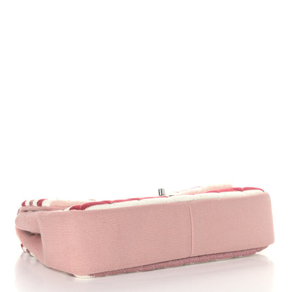 Chanel Jersey Felt Quilted Jumbo Flap Red White Pink 4 of 9