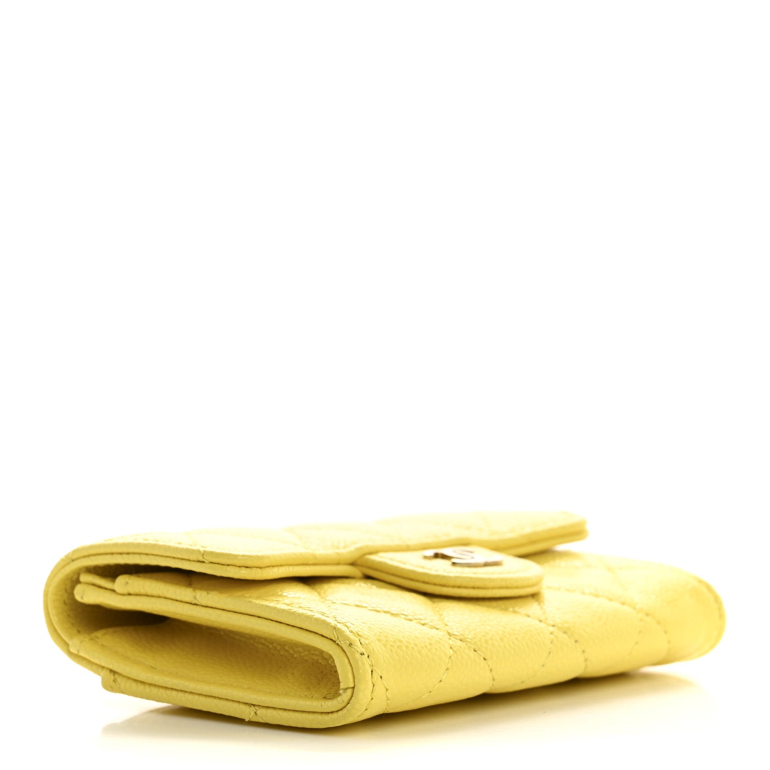 Chanel Caviar Quilted Flap Card Holder Wallet Yellow 4 of 8