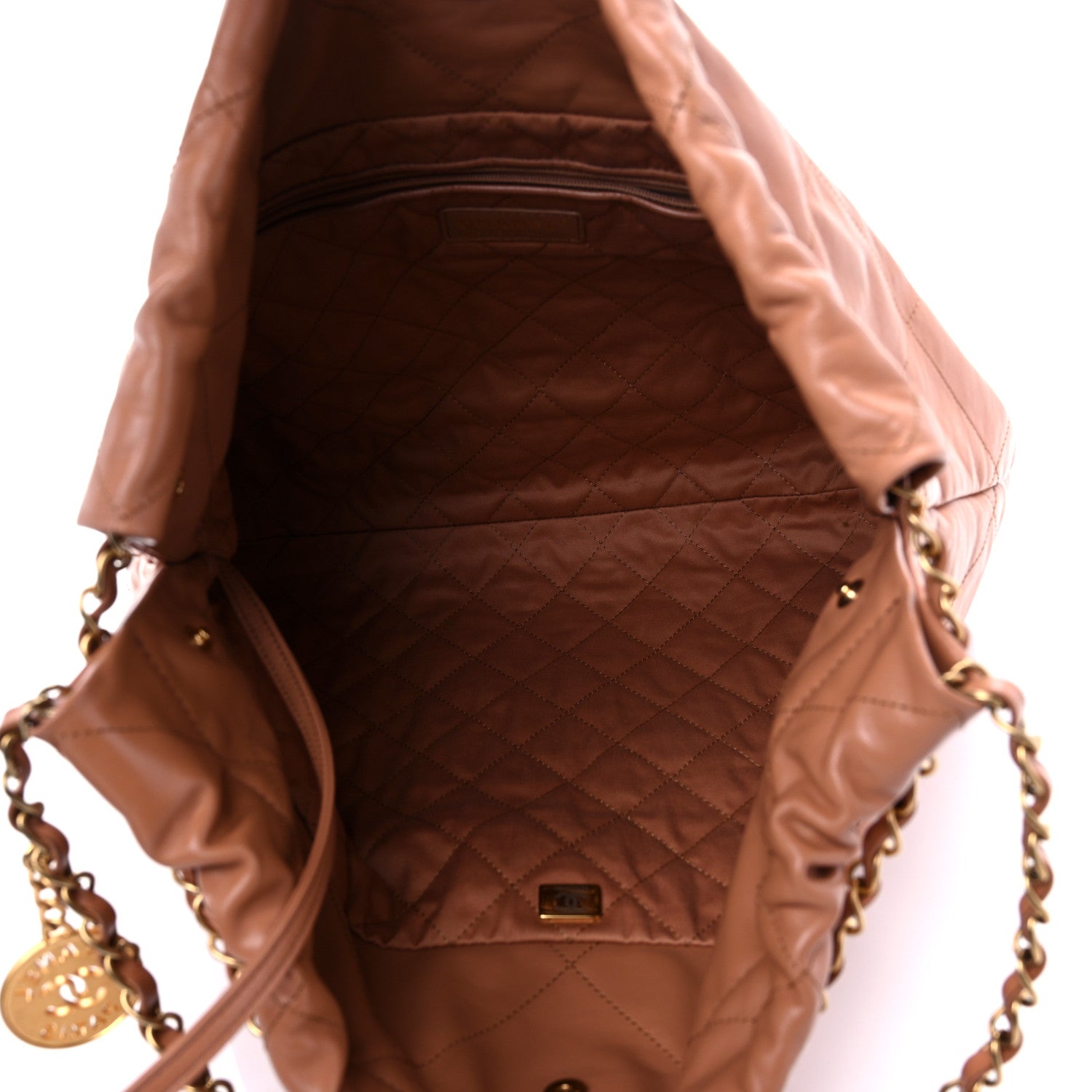 Chanel Shiny Calfskin Quilted Chanel 22 Camel 6 of 10