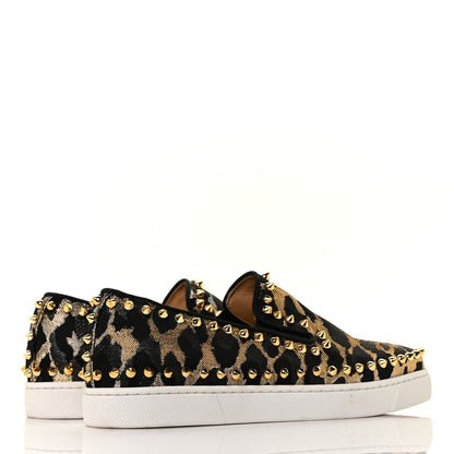 Christian Louboutin Metallic Lurex Studded Feline Womens Pik Boat Flats 38 Black Gold 4 of 7