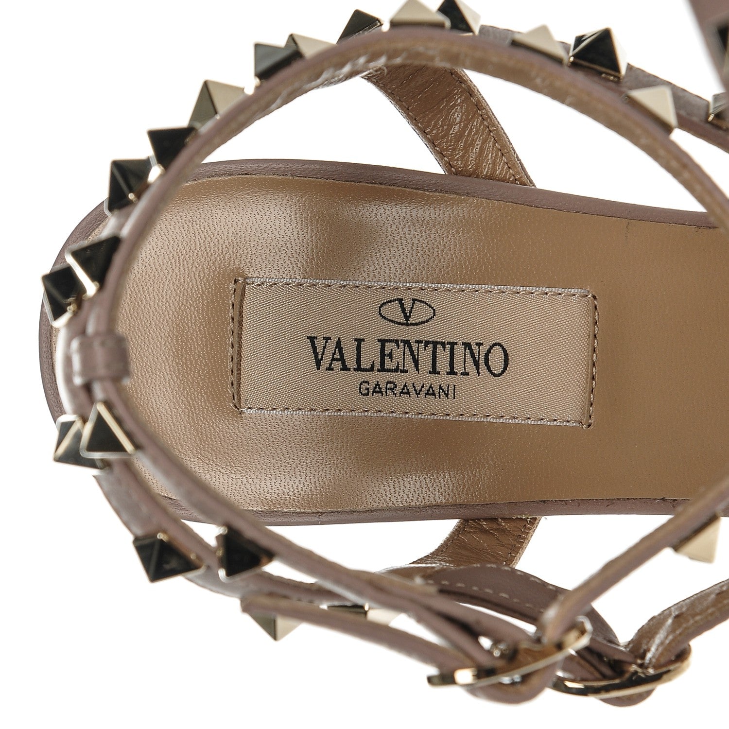 Valentino Garavani Patent Rockstud Ankle Strap Low Heel Pumps 37.5 Ivory Poudre 7 of 7