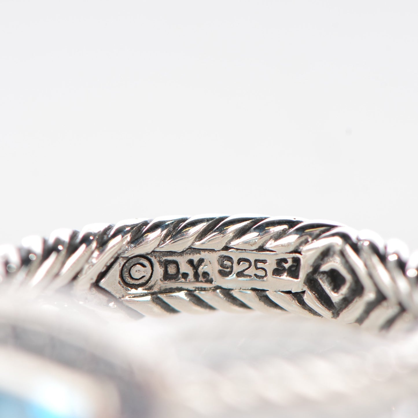 Sterling Silver Blue Topaz Sapphire 7mm Petite Cable Candy Ring 51.5 6