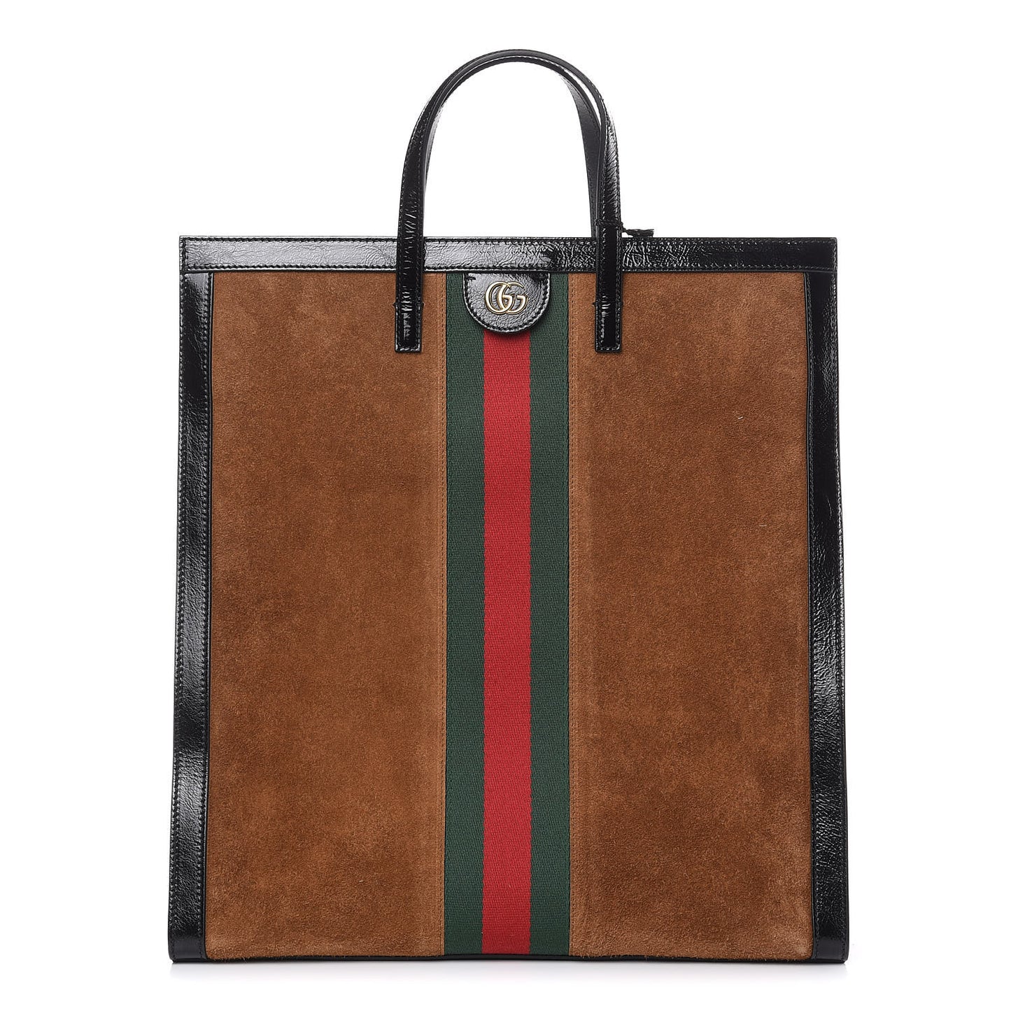 Suede Patent Web Ophidia Vertical Tote Nocciola Black