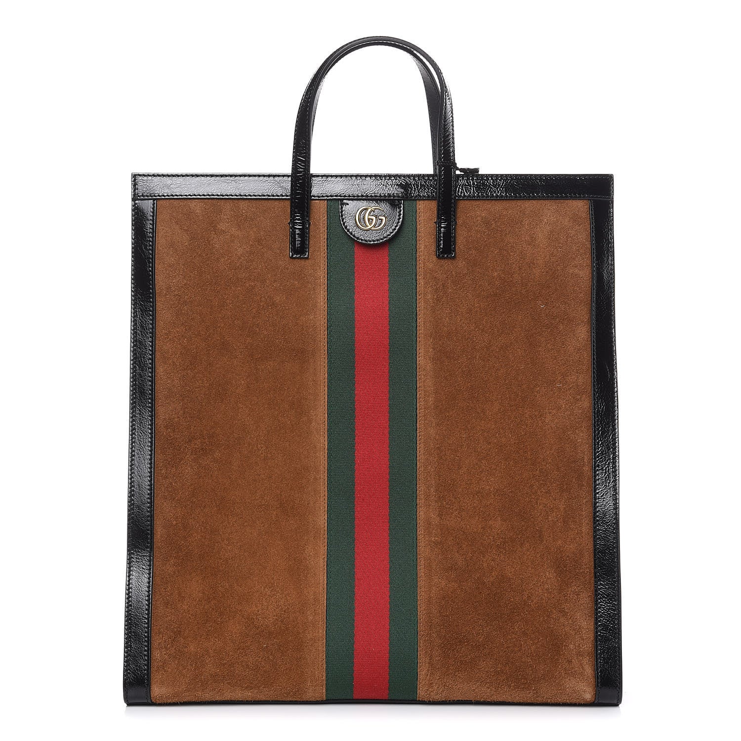 Gucci Suede Patent Web Ophidia Vertical Tote Nocciola Black 1 of 11