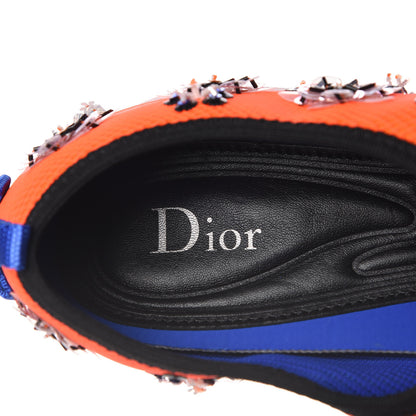 Christian Dior Technical Canvas Embellished Dior Fusion Sneakers 39 Orange Fluo 7 of 7