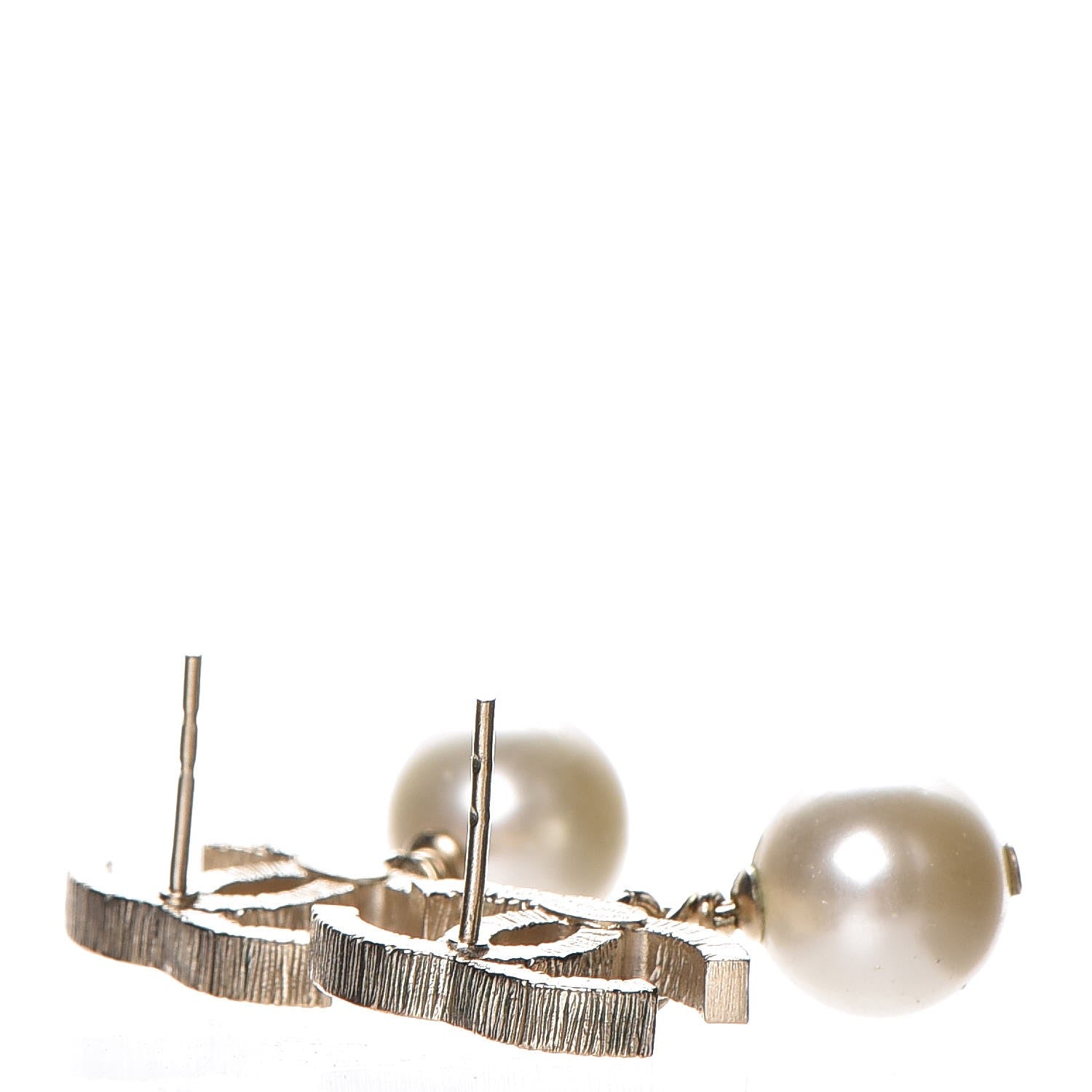 Chanel Crystal Pearl CC Drop Earrings Gold 3 of 5