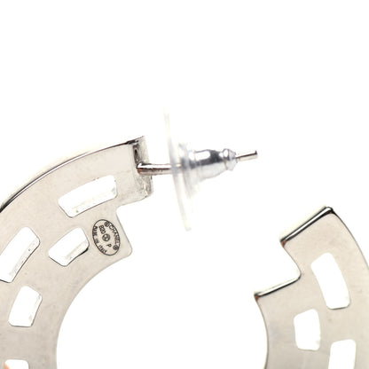 Chanel Baguette Crystal CC Hoop Earrings Silver Black 4 of 5