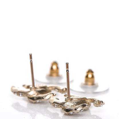 Chanel Crystal CC Earrings Gold 4 of 4