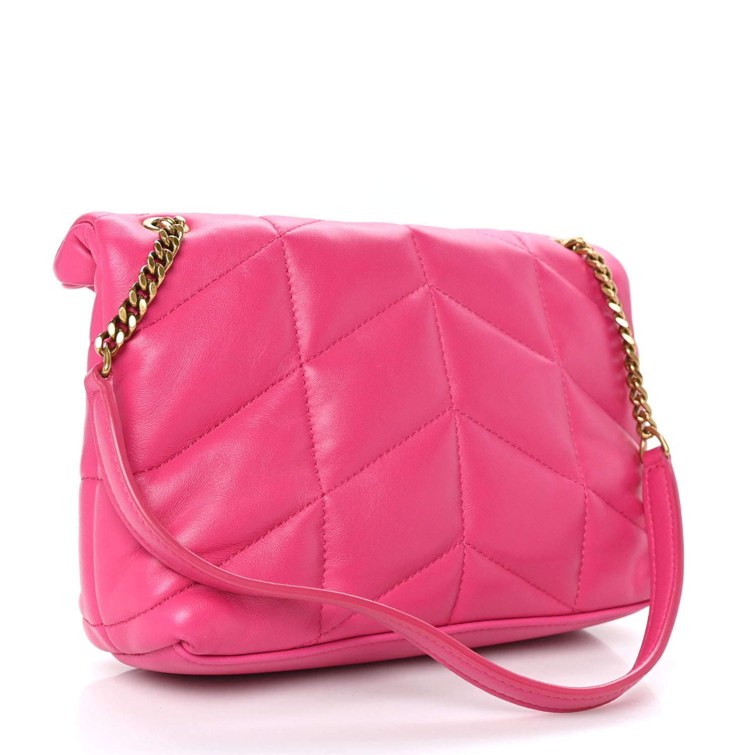 Saint Laurent Lambskin Quilted Toy Loulou Puffer Monogram Chain Satchel Bubblegum 3 of 8