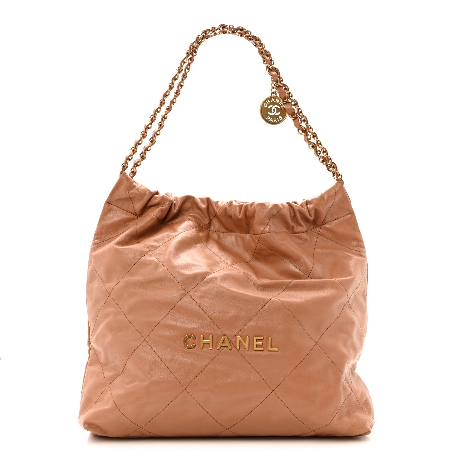 Chanel Shiny Calfskin Quilted Chanel 22 Camel 1 of 14