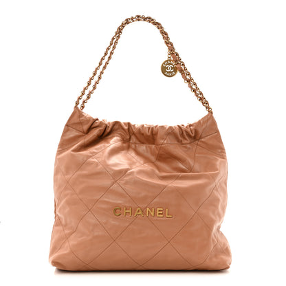 Chanel Shiny Calfskin Quilted Chanel 22 Camel 1 of 14