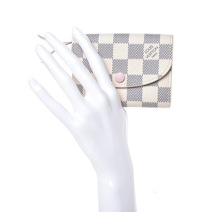Louis Vuitton Damier Azur Rosalie Coin Purse Rose Ballerine 2 of 8