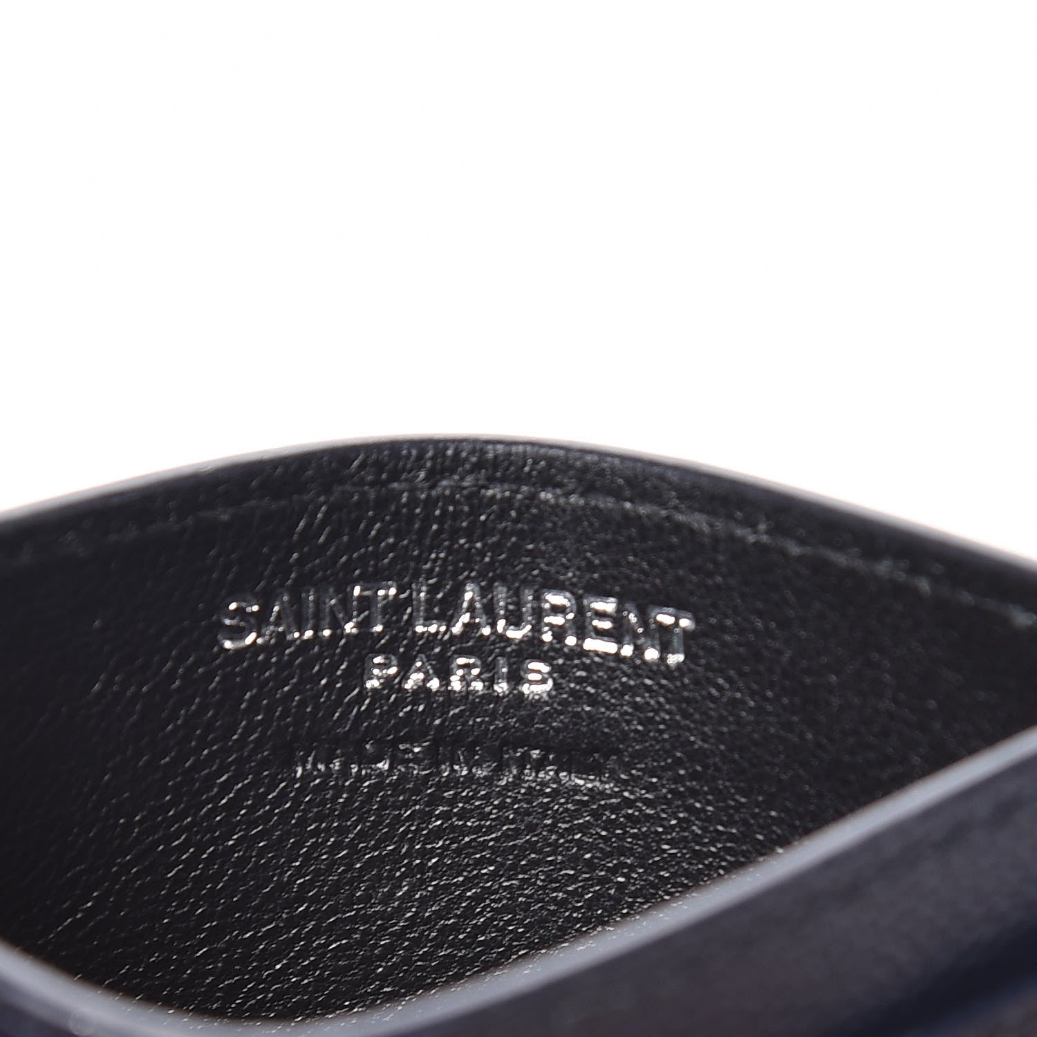Saint Laurent Grain De Poudre Matelasse Monogram Chevron Credit Card Case Deep Marine 6 of 8