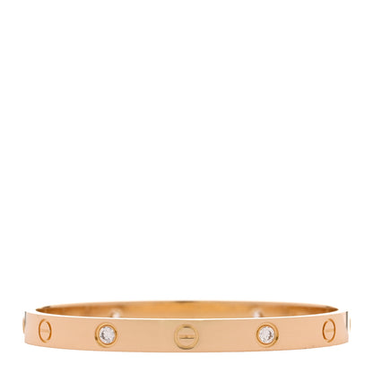 Cartier 18K Yellow Gold 4 Diamond LOVE Bracelet 17 2 of 8