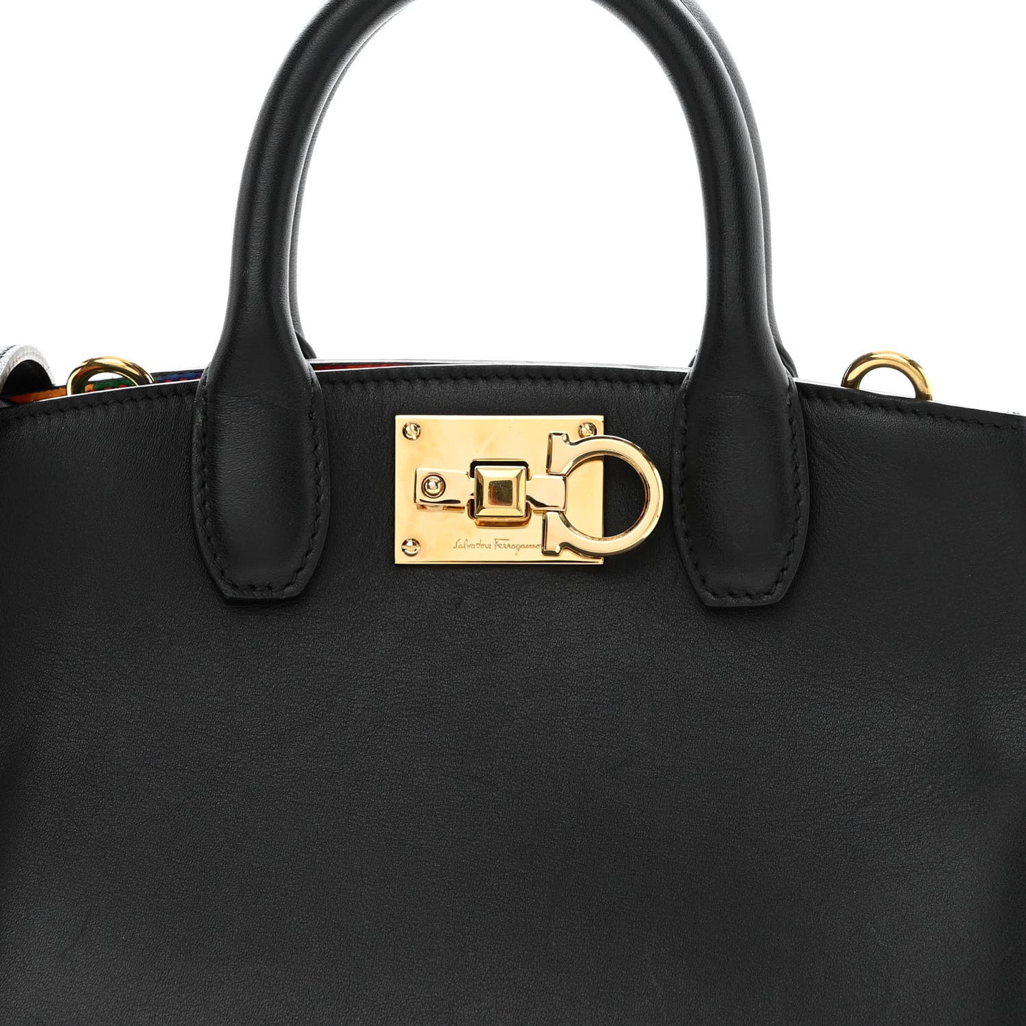 Calfskin Rainbow Studio Box Bag Black