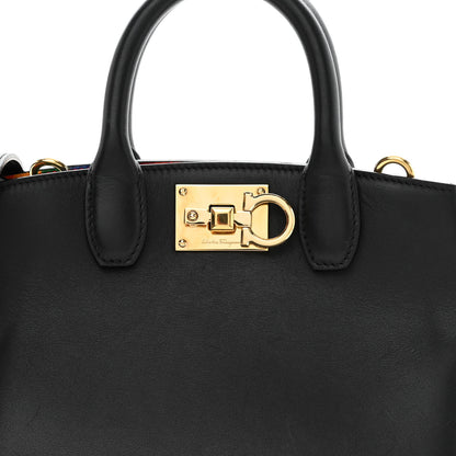 Salvatore Ferragamo Calfskin Rainbow Studio Box Bag Black 7 of 10