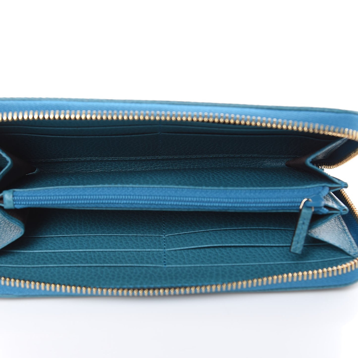 Monogram Dollar Calfskin Zip Around Wallet Beige Ebony Deep Cobalt