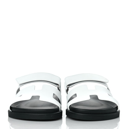 Hermes Calfskin Womens Chypre Sandals 37 White 2 of 8