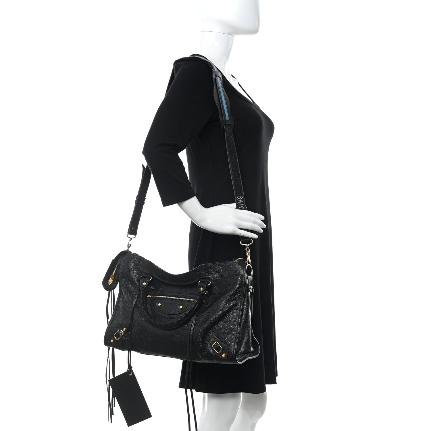 Balenciaga Agneau Classic Gold Hardware City Graffiti Logo Strap Black 2 of 9