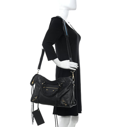 Balenciaga Agneau Classic Gold Hardware City Graffiti Logo Strap Black 2 of 9
