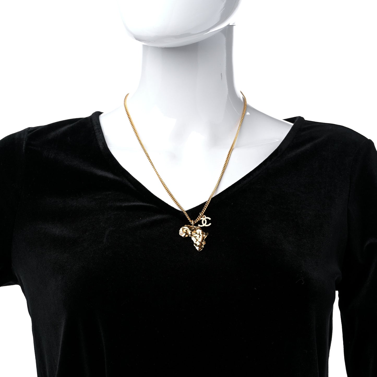 Crystal Pearl CC Africa Pendant Necklace Gold White
