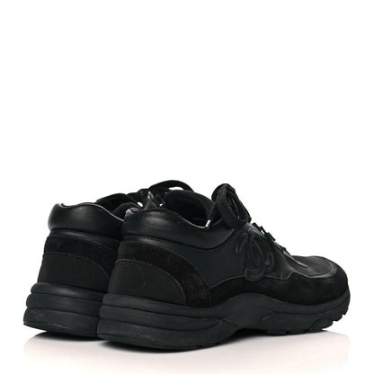 Chanel Fabric Calfskin Suede CC Sneakers 38 Black 4 of 14
