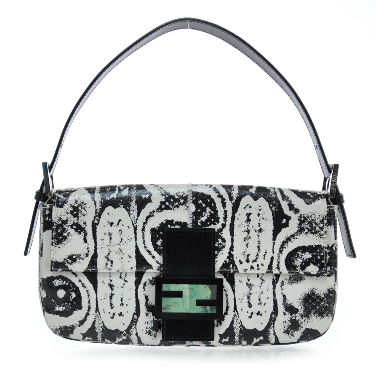 Fendi Snakeskin Baguette Black White 1 of 8