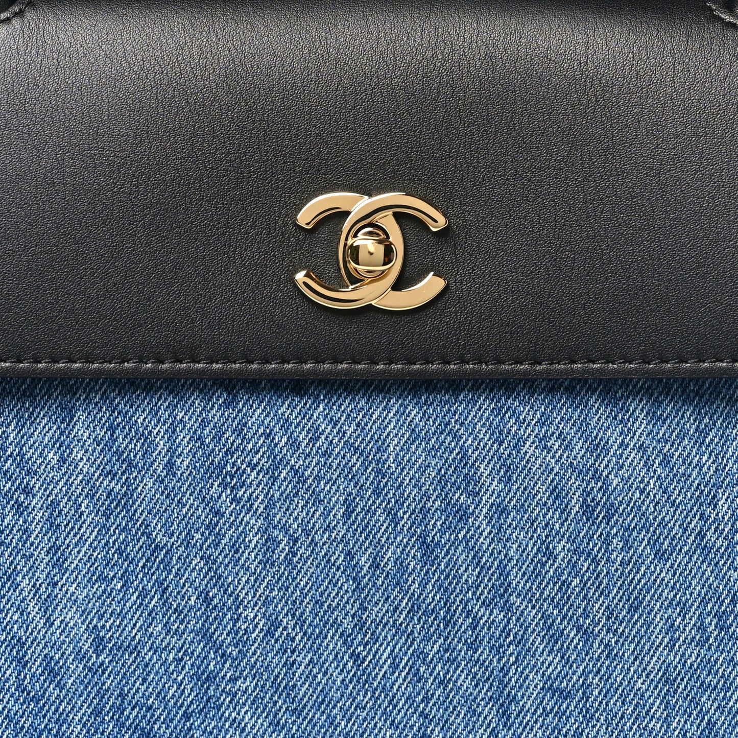 Denim Calfskin Urban Essentials Large Shopping Bag Blue Black