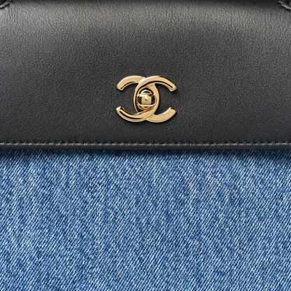 Chanel Denim Calfskin Urban Essentials Large Shopping Bag Blue Black 8 of 10