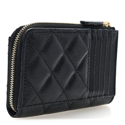 Chanel Caviar Quilted CC Zip Around Card Holder Black 3 of 8