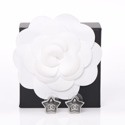Chanel Resin Metal CC Star Earrings Silver 5 of 5