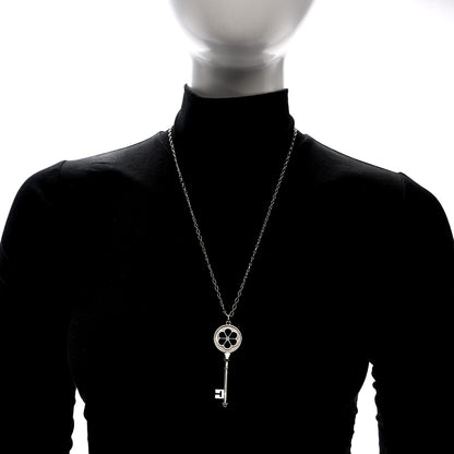 Tiffany Sterling Silver Diamond Blossom Key Pendant Link Necklace 2 of 6