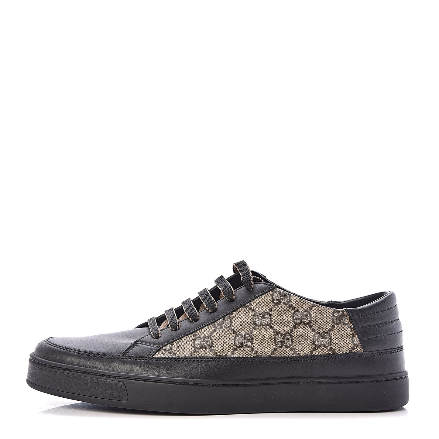 GG Supreme Monogram Mens Low Top Sneakers 8 Black Beige Ebony