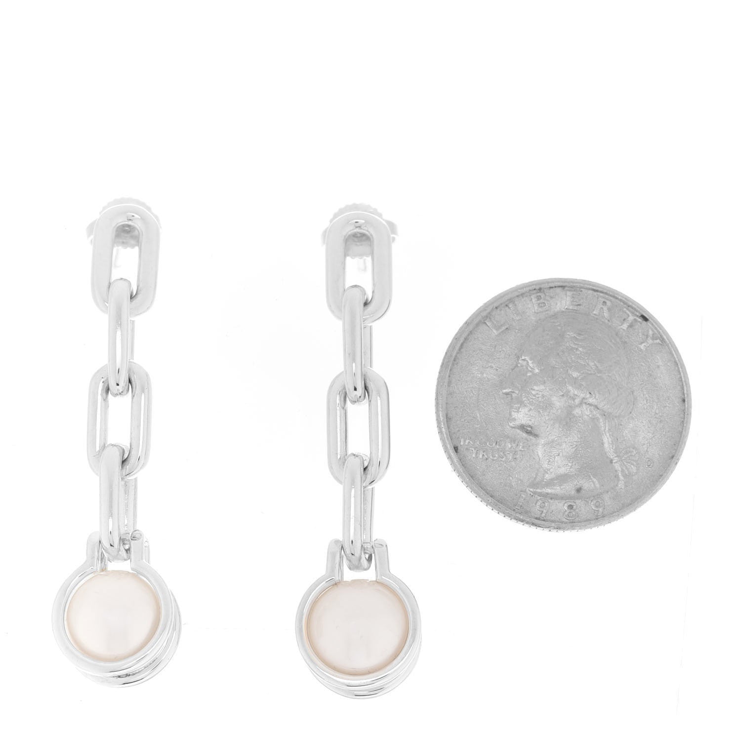 Tiffany Sterling Silver Pearl HardWear Triple Link Earrings 2 of 8