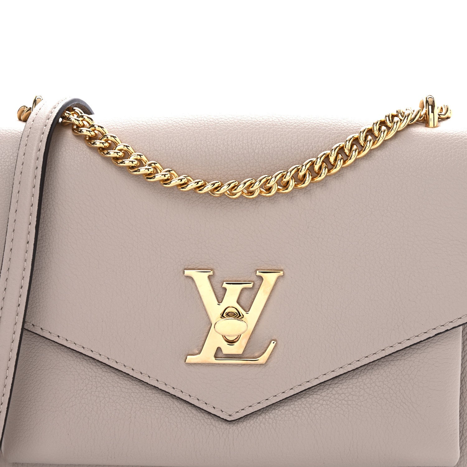 Louis Vuitton Soft Calfskin Mylockme Chain Bag BB Greige 7 of 9