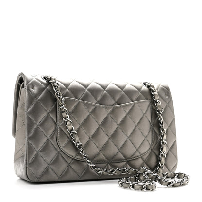 Chanel Metallic Calfskin Quilted Medium Double Flap Ruthenium 3 of 11