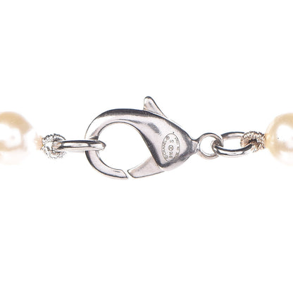 Chanel Pearl Bead CC Long Necklace Silver 5 of 7
