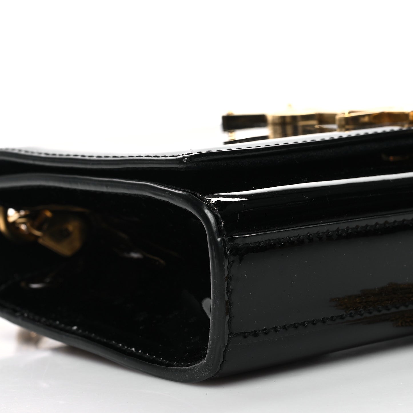 Patent Small Classic Monogram Kate Tassel Satchel Black
